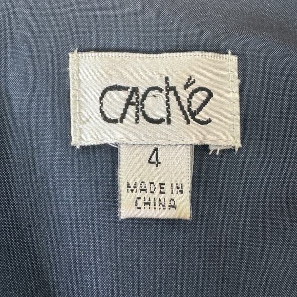 Cache Dress Womens 4 Navy Blue Sleeveless Belted Fitted Sheath Cocktail Party - Picture 4 of 14